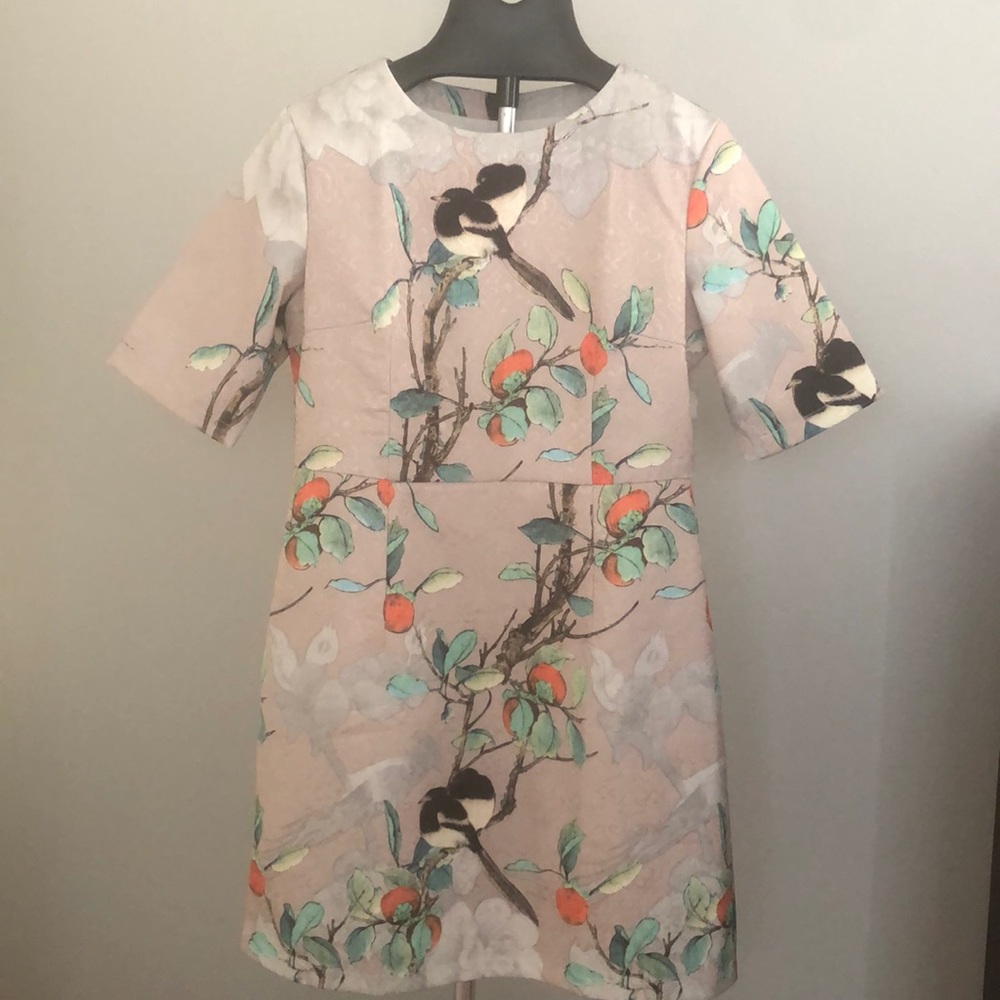 Chicanary Floral Bird Vintage Inspired Dress Sz L